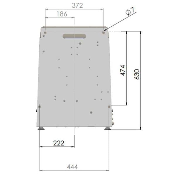 High-quality filtration unit with precise dimensions for industrial water treatment applications, featuring a stainless steel construction and easy maintenance design.