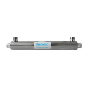 Ultraviolet water sterilizer, stainless steel UV sterilizer for water treatment, EcoSoft brand UV water purifier for clean drinking water, durable UV sterilizer for water purification systems, relevance.