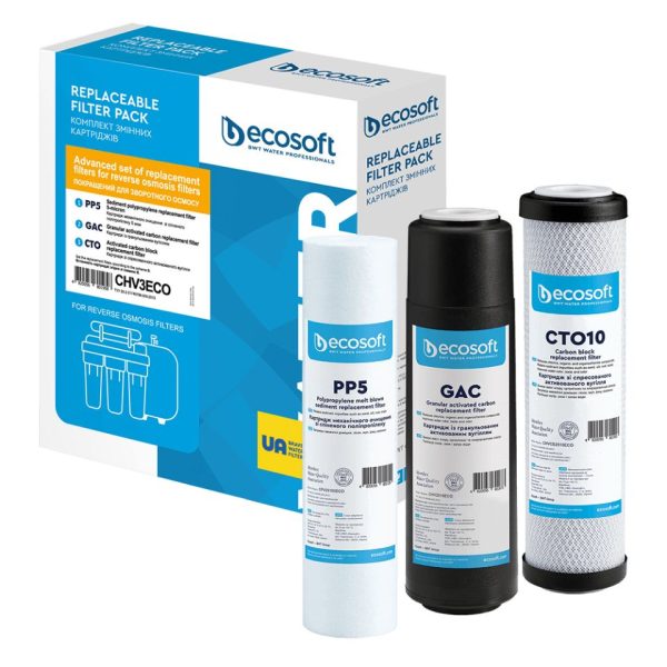 Ecosoft pakaitinių filtrų rinkinys 3 pakopų vandens filtrams