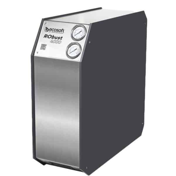 High-efficiency industrial water filter with dual pressure gauges, stainless steel design, suitable for commercial water purification systems.