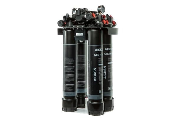 Replacement water filter cartridge for reverse osmosis systems with multi-stage filtration.