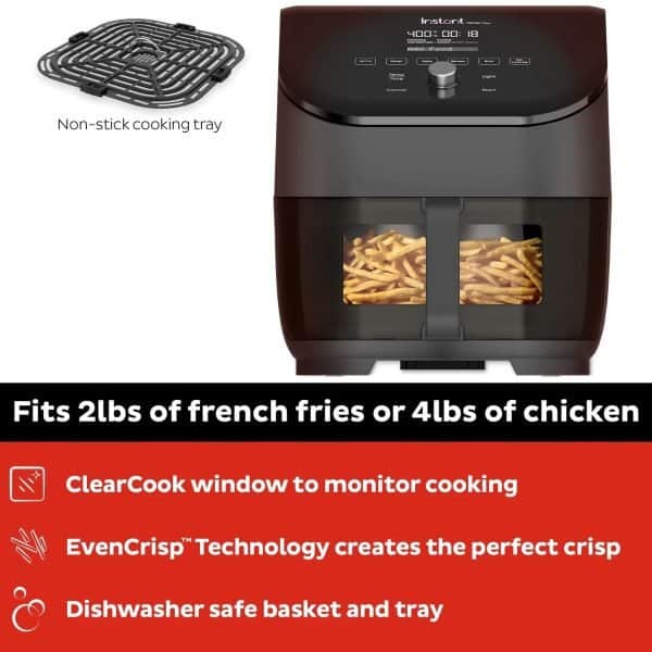 Instant Vortex® Plus nerūdijančio plieno oro gruzdintuvė su ClearCook (5,7L) 6-in-1 - Image 5