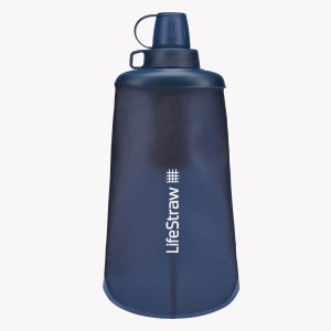 "LIFESTRAW PEAK" SERIJOS SULANKSTOMAS IŠSPAUDŽIAMAS 1000 ML BUTELIUKAS SU FILTRU : SPALVA - PILKA