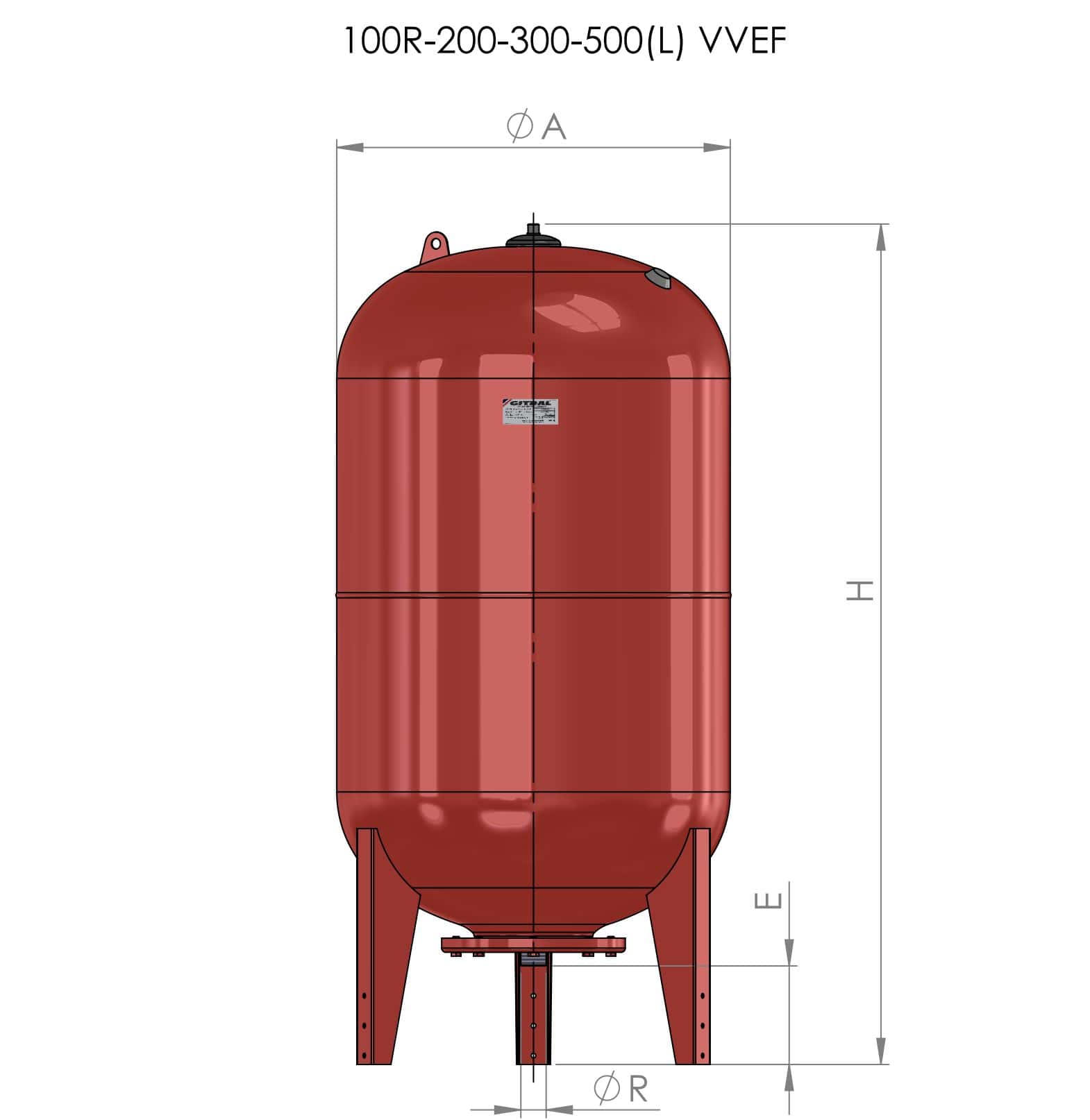 100R-200-300-500(L) VVF industrial air tank for compressed air storage and filtration systems.