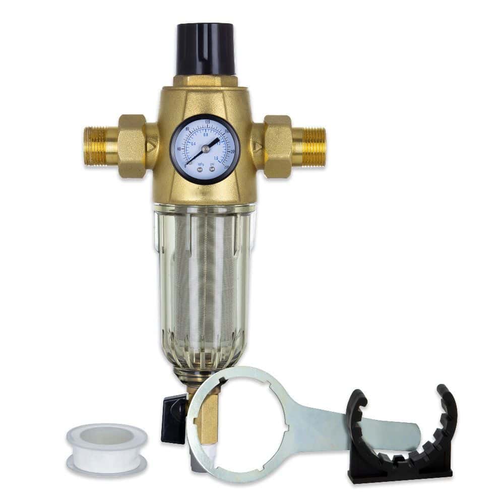 High-efficiency water filter for residential and industrial use with pressure gauge and replacement parts included. Durable, precise filtration system for clean, safe water.